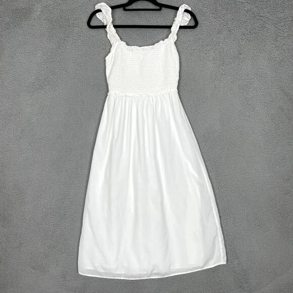 Wilfred Dresses & Skirts - Wilfred Smocked Dress Womens Small White Midi Wilfred Reminisce Summer Aritzia